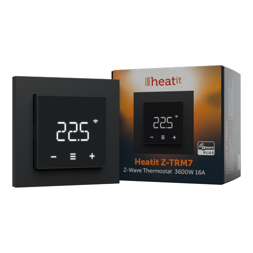 Heatit Z-TRM7 thermostat 3600W 16A - Black matt