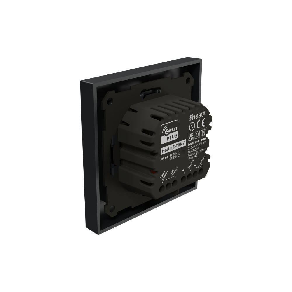 Heatit Z-TRM7 thermostat 3600W 16A - Black matt