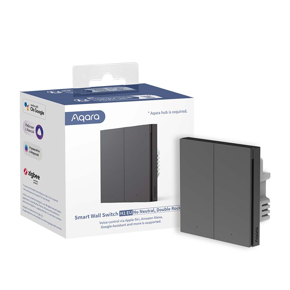 Aqara Smart Wall Switch H1  (no neutral, double rocker) Grey