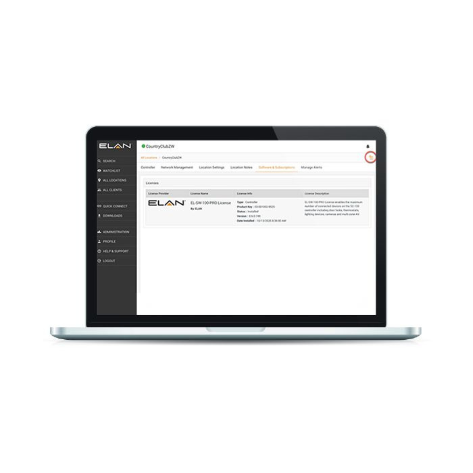 Nice Elan License for EL-SC-100-PRO enables all the software features (send by e-mail)
