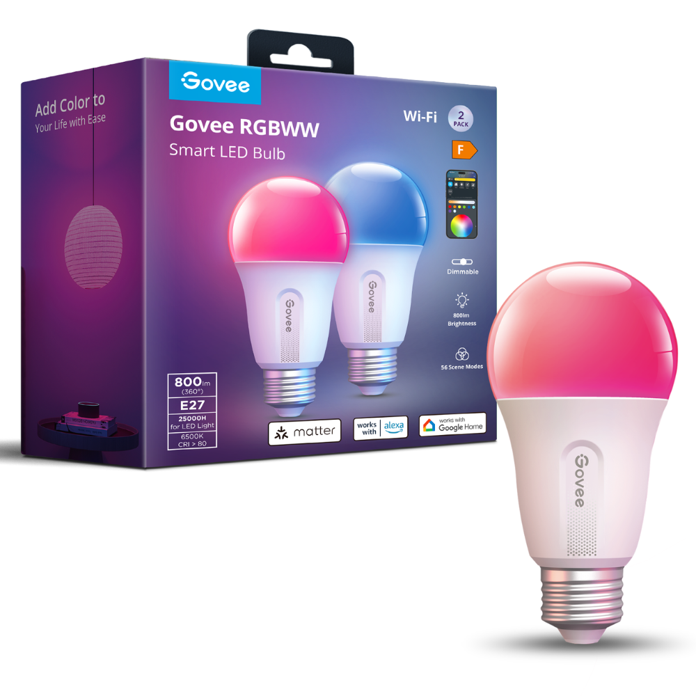 Govee RGBWW Smart LED Bulb E27 (800lm) (2-pack)