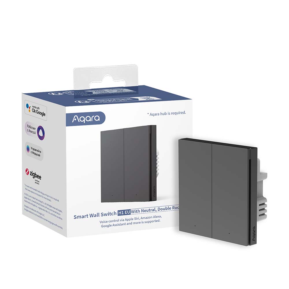 Aqara Smart Wall Switch H1 (with neutral, double rocker) Grey