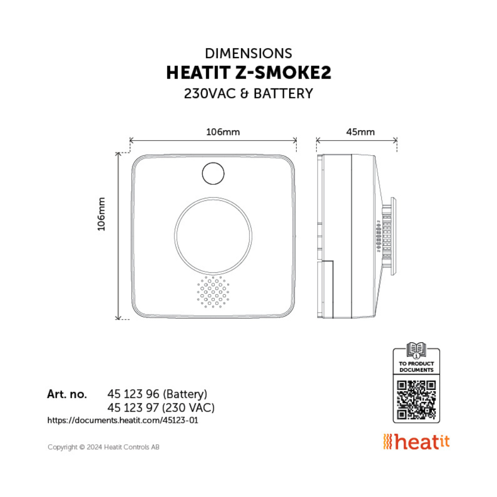 Heatit Z-Smoke2 Detector 230VAC