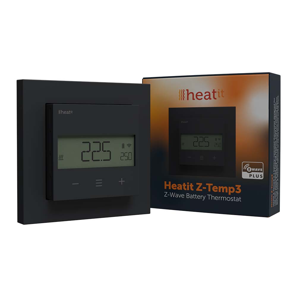 Heatit Z-Temp3 thermostat battery - black matt