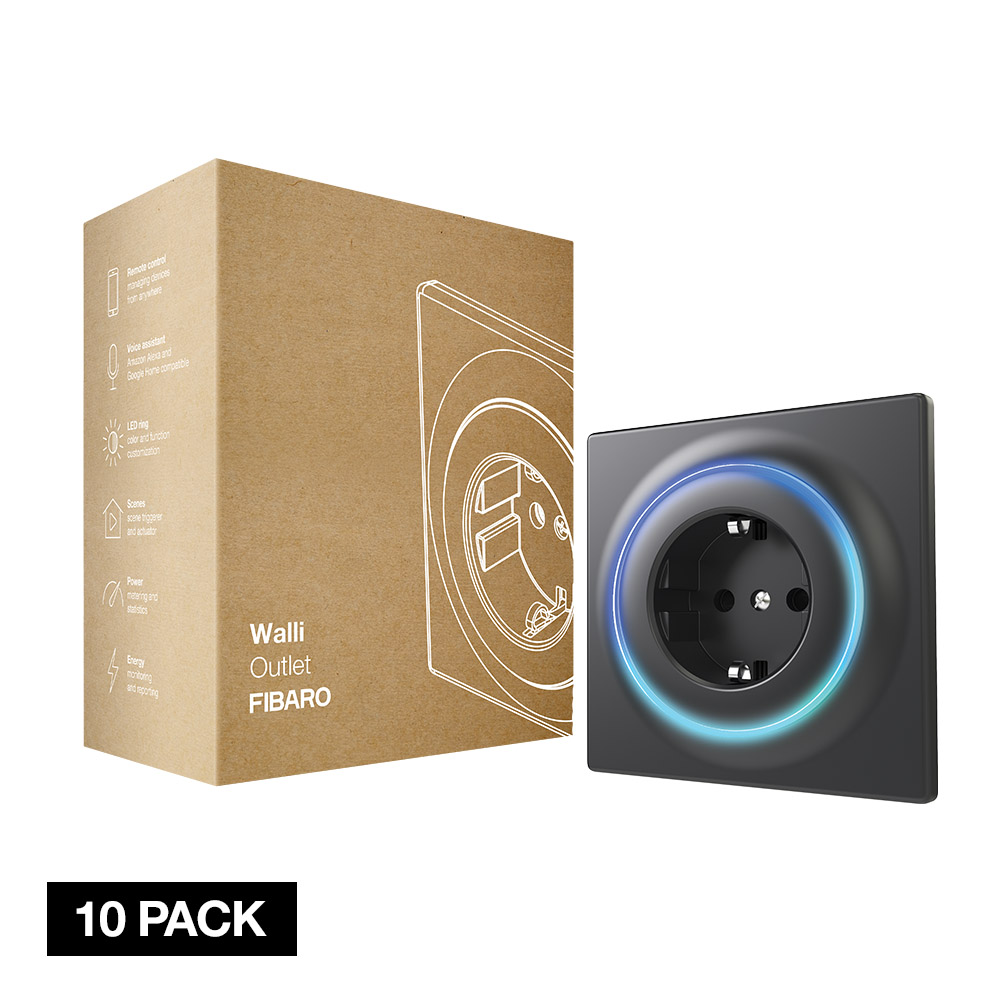 FIBARO Walli Outlet type F (10 pack) Anthracite